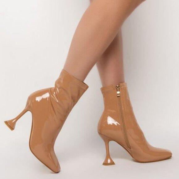 AZALEA WANG FOR THE LOVE OF IT ALL  STILETTO BOOTIE IN NUDE ( BRAND NEW !!!!! ) - Picture 1 of 7